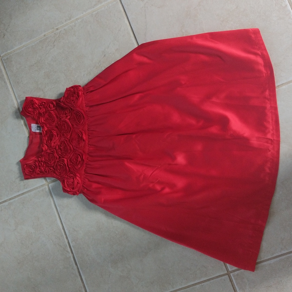 Girls size 6 Carter's red satin rosette dress